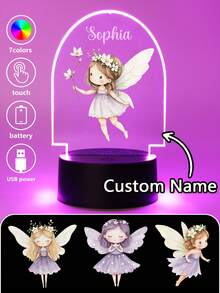 1 szt. Spersonalizowana nazwa akwarela magiczne fioletowe wróżki kreatywny prezent 3D iluzja światła lampka nocna LED ciepłe światło prezent urodzinowy prezent świąteczny dekoracja lampka biurkowa lampka nocna. Prezent dla dziewczyny prezent na ukończenie szkoły, wielofunkcyjny, regulowany, trwały, ozdobny, wielokrotnego użytku, wykwintny, uroczy, wysokiej jakości, nowoczesny, kolorowy, słodki, wygodny, stylowy, niestandardowy, spersonalizowany, niepowtarzalny, idealny prezent dla niego, idealny prezent dla niej, chłopaka, dziewczyny, taty, mamy, rodziny, przyjaciół, odświeżenie domu, spersonalizowane rękodzieło, dom i życie, świąteczna atmosfera domu, jesienne odświeżenie domu, dekoracja świąteczna, harmonia w domu