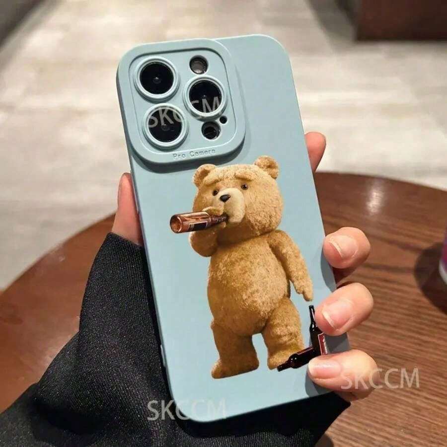 Teddy Bear Couple Cartoon Phone Case 16 15 14 13 12 11 Pro 13 XS XR X 8 15 16 Plus SE Soft Silicone Cover