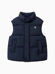 Balabala 男童羽绒背心，2025年冬季商场版，防水保暖户外夹克 - 深藍 - 查看 4