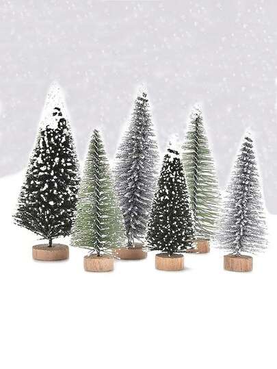 6 piezas de adornos miniatura de invierno navideños de resina, decoraciones de árboles de Navidad creativos para escritorio, manualidades de escenas navideñas DIY para accesorios de decoración de fiestas navideñas, Navidad