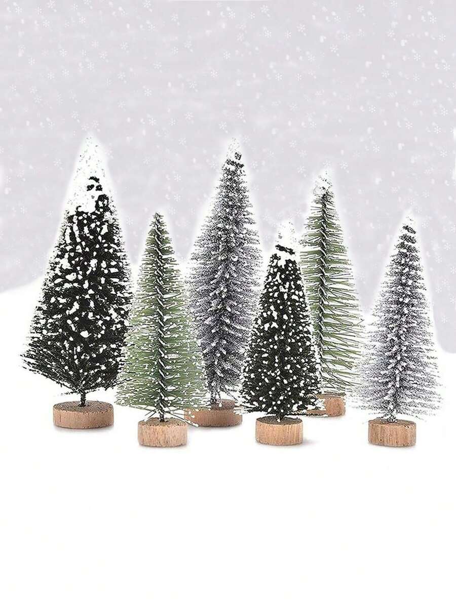 6 sztuk żywicy zimowe ozdoby świąteczne miniaturowe, kreatywne choinki na biurko, DIY sceny świąteczne rzemiosło na akcesoria dekoracyjne na imprezę świąteczną, Boże Narodzenie