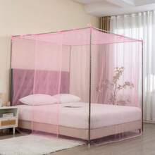 Home Mosquito Nets Pure Color Extra Secret Double Bed Lightweight Fashion Bedding Mosquito Nets - Red - View 4