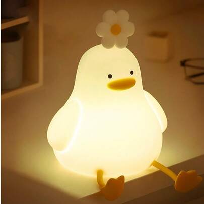 1 Đèn ngủ cảm biến hình con vịt dễ thương, Đèn vòi LED silicon có thể sạc qua USB, Đèn sạc phòng ngủ có 3 mức độ sáng có thể điều chỉnh