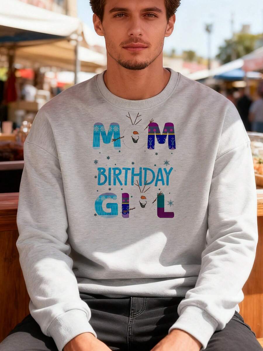 Frozen Mom Of Birthday Girl Family Party Snowman Cute Funny Long-Sleeve Sweatlong-Sleeve Sweatshirt - Xám - Xem 1