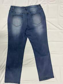 Jeans ajustados de mujer con efecto desgastado y lavado azul, elásticos y versátiles, aptos para el uso diario en todas las estaciones