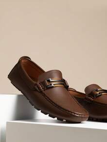 Men's Faux Leather Driving Penny Loafers Boat Shoes – Casual Comfort For Everyday Wear And Stylish Weekend - 棕色 - 查看 1