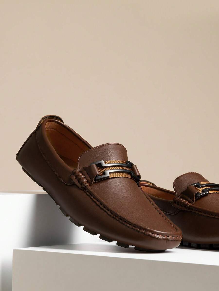 Men's Faux Leather Driving Penny Loafers Boat Shoes – Casual Comfort For Everyday Wear And Stylish Weekend - 棕色 - 查看 1