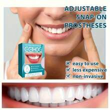 舒适自然贴合全口义齿套装，带收纳盒 - 完美笑容，易于安装，适合所有牙齿形状