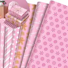12pcs Pink Christmas Gift Wrapping Paper, Snowman Cartoon Pattern Design, Cute Style Holiday Gift Box Wrapping Paper, Suitable For Family Gatherings, Children's Christmas Parties, Office Party Gifting Scenarios, Made Of High-Quality Thick Paper, Easy To Cut, Fold-Resistant And Tear-Resistant, Suitable For DIY Packaging, Gift Box Wrapping, Holiday Wall Decoration, Christmas Snowman Theme Party Decoration