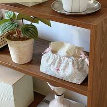 Korean Ins Style Drawstring Tissue Box, Bowknot & Floral Pattern Storage Bag, Decorative Household Atmosphere, Multifunctional Tissue Box For Coffee Table/Dining Table/Car/Office, Simple & Fashionable Home Essential - Multicolor - View 5