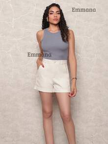 Kit 4 Women's Plain Ribbed Tank Top Basic Blouse Casual Sleeveless T-Shirt - 灰色\米色\綠色\關閉 - 查看 9