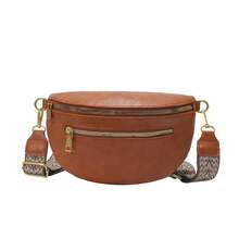 Women's Velvet Fanny Pack Chest Bag With Zipper, Wide Strap, Large Capacity Saddle Bag, Versatile Crossbody Bag