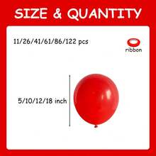 Red Balloon Garland Arch Kit, 5/10/12/18 Inch Matte Red Thick Latex Balloons For Graduation Wedding Independence Day Valentine's Day Memorial Day Christmas Engagement Anniversary Birthday Graduation Gender Revealing Baptism New Year Party Decorations
