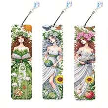 3pcs Diamond Painting Bookmarks With Peacock, Horse, Puppy, Fairy, Coffee Cup Patterns, Beverage Cup Patterns, Crystal Pendant Bookmarks, 5D Diamond Painting, Suitable For Beginners, Christmas Holiday Handmade Gift - Multicolor - View 16