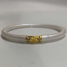 1pc Plastic & Silicone Gold Bangle Bracelet, Hexagram Charm Bracelet Suitable For Women's Daily Wear