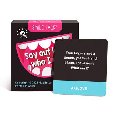 SMILE TALK 1 Set "Shout Out Who I Am" Riddle Card Game, Tabletop Game, Party Entertainment, Fun Guessing Game, Holiday Gift, Valentine's Day/Halloween/Christmas Gift, Suitable For Friends Gathering Interactive Game, Intellectual Tabletop Game, Essential For Game Night | 50 Cards