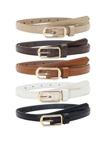 3条/1条多功能迷你方形扣女士腰带，合金针扣，适用于连衣裙、毛衣、外套，四季皆宜，秋季、万圣节适用