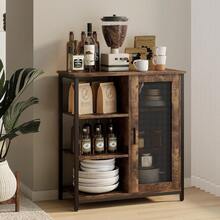 Mini Coffee Bar Cabinet With Storage, 27.5'' Small Kitchen Bar Table, Cute Corner Bar Cabinet For Tea, Buffet Sideboard Cabinet For Dining Room, Farmhouse Coffee Station For Wine (Brown),24615204 - 巧克力棕 - 查看 1