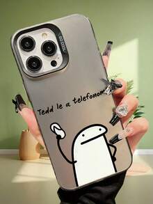 1pc Minimalist High-End Funny Cartoon Pattern Phone Case, Fashionable Anti-Slip Luxurious Texture, Suitable For Apple 17/16/15/14/13/12/11 Pro Max And Galaxy S23/S22/S21 And A54/A53/A52/A34/A15 Series, Great Gift For Coworkers, Friends, Family, Couples, Yourself, Birthday, Halloween, Christmas - Black - View 2