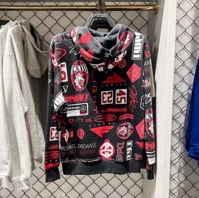 Nike Sudadera con capucha de forro polar con estampado para hombres Jordan, nueva sudadera deportiva casual