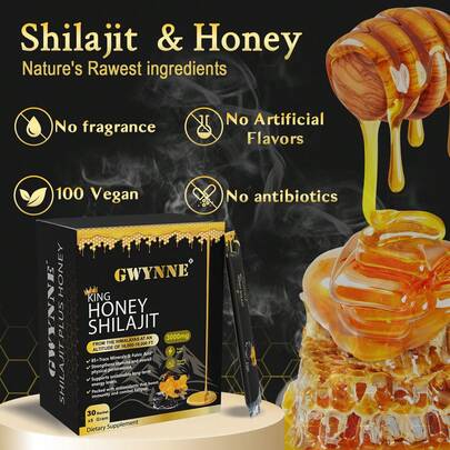  Gwynne Shilajit Honey Sticks Suplementos 30 Sticks Puro Del Himalaya 85 Micronutrientes 3000mg Apto Para Hombres Y Mujeres 100% Natural Orgánico