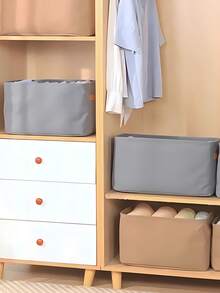 1pc Fabric Clothes Storage Box, Foldable Storage Containers For Closet Organization, Closet Clothes Organizer With Handle, Fabric Storage Box With Steel Frame Stackable Shelf Storage Baskets Foldable Wardrobe Storage Box For Clothes Girl Toys Dolls Household Products Decorations Living Room Decor Autumn Decor Festival Decor Room Decor Home Decor Fall Decor Bedroom Decor Christmas For Holiday Gift Giving - Grey - View 5