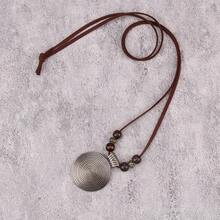 JAOYU Boho Necklace Women Large Pendant Necklace Boho Long Choker Leather Gold Necklace Vintage Earthy Jewelry - 銀色波西米亞風項鍊 - 查看 6