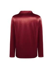 Elegant Satin V - Neck Shirt - Stylish Long - Sleeve Blouse For Women, Suitable For Casual & Sophisticated Office Commute Silk Fabric Fall Shirt