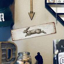 1pc 4x16 Inch Vintage Rabbit Rustic Iron Wall Art - Galloping Bunny Design, Ideal For Restaurant ,Farmhouse Decor Christmas,Room Decor,Halloween Decor,Home Decor,Bathroom Decor,Bedroom Decor,Kitchen Decor,Wall Decor,House Decor, Room Decoration Stuff,Living Room Decor - Nhiều màu - Xem 5