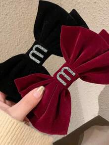 1pc Elegant Bow, Letter & Rose Design Polyester Hair Clip, Hollow Out Princess Style Hair Accessory For Ponytail, Bun, Daily Wear, Claw Clips