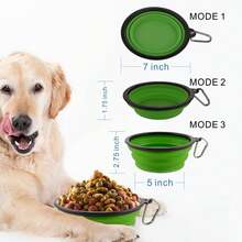 Large Collapsible 34oz Travel Dog Water And Food Bowls, Portable Foldable Dishes With Carabiner Clip, 2 Pack (Purple+Red) - 34盎司-綠色&藍色 - 查看 4