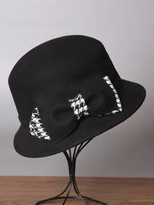 1 peça chapéu de balde de lã com decoração de borboleta, novo, outono/inverno, moderno e elegante, versátil, favorece rostos pequenos, estilo britânico, presente de luxo