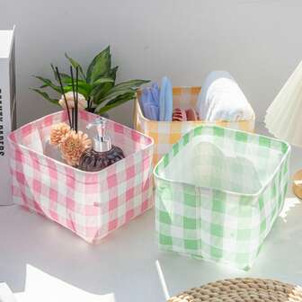 4 st/1 st rutiga tygförvaringskorgar, flerfärgade skrivbordskorgar för förvaringslådor för sovrum och vardagsrum, snacks, leksaker, sovsal, bok, klädförvaringskorgar, lätta och bärbara, håller utrymmet rent och organiserat