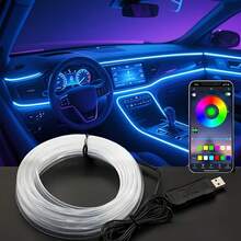 1-In-1 Car LED Interior Light, RGB Dreamy Color Light, Music Synchronization, Dashboard And Footwell Light Strip, 5V Fiber Optic Light Strip, Suitable For Cars, Trucks, And SUVs, Comes With Car Charger, Creates A Special In-Car Atmosphere, An Essential Car LED Accessory, Perfect As A Valentine's Day Gift. - Đèn LED nội thất ô tô 1 trong 1 - Xem 6