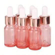 1pc Glass Dropper Bottle With Rose Gold Color Cap, Essential Oil Dispenser, Dropper Bottle, Cosmetic Travel Container Set With Glass Dropper, For Massage Oil And Liquid Storage - Pink - View 3