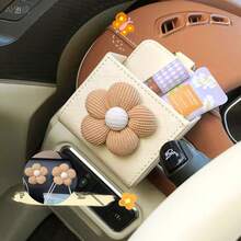 3pcs Minimalist Flower Car Air Vent Storage Box, Car Organizer Box, Front Storage Box, Car Decor Accessories - Flower Hook + Air Vent Storage Box