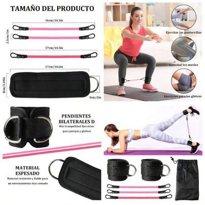 Ligas de Resistencia para Ejercicio, Equipo de Entrenamiento de Cadera con proteccin de Tobillo, Bandas elsticas de Resistencia apilables de 60 LB, Equipo de Ejercicio de Cadera y Pierna.