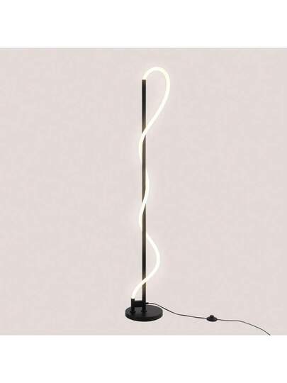 Alpinaluz 35W 2700K LED Vloer Lamp, Wavy Neon, Dimmable, 360°, Brass Zwart Metal, Ideal Living Room Bedroom view 3