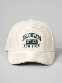 1 pieza Gorra de esquí unisex con bordado de letra "BROOKLYN NEW YORK" estilo Y2K, gorra de béisbol transpirable de moda para uso diario al aire libre, protección solar, playa, vacaciones - Beis - Ver 3