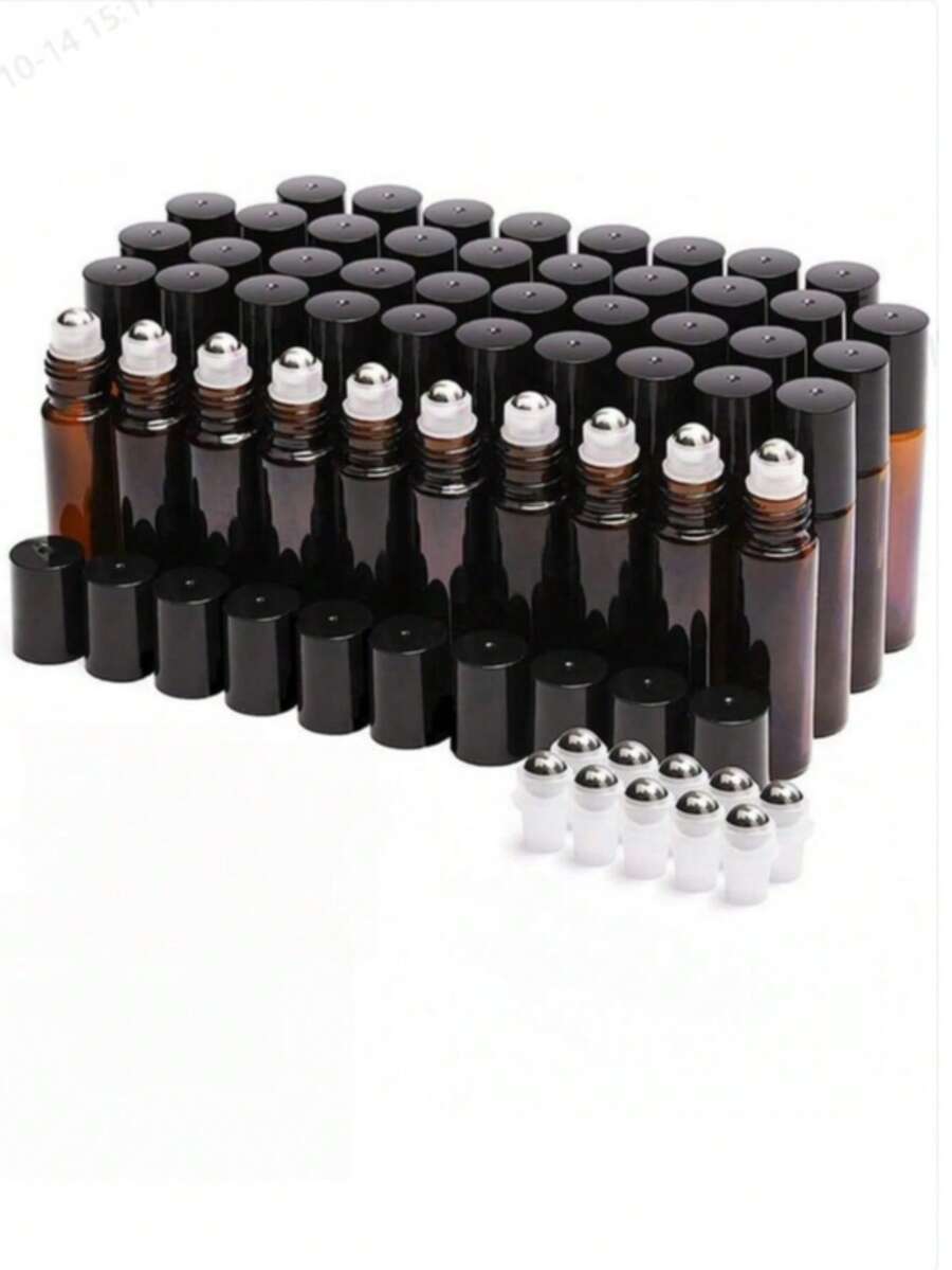 1/3/10pcs Essential Oil Roller Bottles 10ml, Amber Glass Empty Bottles With Stainless Steel Roller Balls , Roller Balls For Essential Oils - Brown - View 1