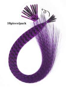 带接发工具的羽毛假发 Y2K 风格红紫蓝绿渐变色长直发假发合成羽毛接发，适合女性女孩日常派对万圣节圣诞节节日彩色假发 - 彩色 - 查看 4