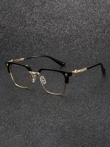 1 Pair Men's Metal Half-Rim Vintage Style Glasses, Suitable For Daily Wear, Gaming, And Computer Work - 無色 - 查看 2