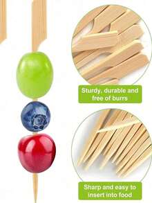 100/20pcs Bamboo Skewers, Wooden Bamboo Sticks, 9cm/12cm/15cm Elegant Flat Chopsticks, Suitable For Party, Drinks, Sandwiches, Fruits, Barbecue, Cooked Food Trays, School Supplies, Kebabs, Sausages, Snacks, Hot Pot, Etc. Natural Wooden Bamboo Sticks, Mini Food