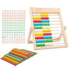 Wooden Calculation Rack Math Learning Toy, 10-Row Wooden Frame Abacus Multi-Color Beads, Enlightenment Intelligence Development Early Teaching Aids For Kid Birthday, Halloween, Christmas Gift