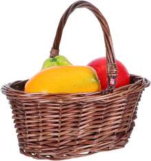 Wicker Picnic Basket With Handle Large Capacity Woven Basket Fruits Flowers Outdoor Activities - Wicker Storage Container - Coffee - View 1