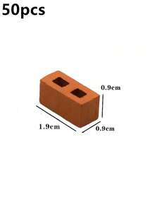 50 piezas Ladrillos a escala 1:16, bloques realistas diminutos rojos/grises, mini ladrillos artesanales, azulejos en miniatura, para modelado de casas, accesorios de paisajismo, DIY de cocina y jardín, adecuados para decoración de jardín de hadas, mejores regalos - Color caoba - Ver 18