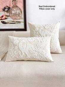 1pc Mandala Flower Exquisite Embroidery Cushion Cover, Various Sizes, Pillow Core Not Included, Suitable For Multiple Rooms