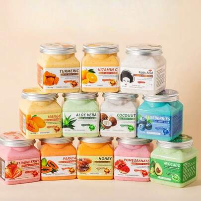Multi-Flavor Body & Face Scrub, Exfoliates, Removes Keratosis Pilaris, Full Body Cleansing & Brightens Skin Tone, Micro-Particles Provide Deep Cleansing, Suitable For Daily Skincare/Spa Use