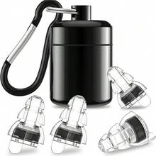 1Pair High Fidelity Earplugs,Highly Transparent Reusable,With Metal Keychain Carrying Case,Comfortable Soft Noise Attenuating Ear Plugs, For Professional Work And Industrial Use,Workplace Earplugs,Compact Case,Comfortable Fit,Soft Silicone,Soft Comfortable Ear Protection For Musicians,Festival-Goers,Motorcyclists, And More - Uncorded,Uncharged - Black - View 3