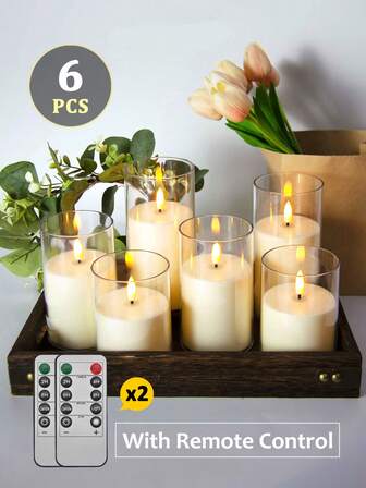 6pcs LED Flameless Candles With Remote/Timer, Battery Powered LED Candles, Flickering Cone Candles, Warm White, Warm Candlelight, Flameless Wishing Candles For Home, Wedding, Party, Proposal, Christmas, Halloween, Valentine's Day, Holiday Decor